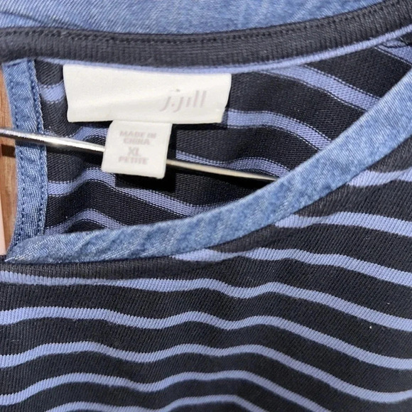 J. Jill Navy Ceil Blue Long Sleeve Striped Shift Dress Size XL - Picture 9 of 10